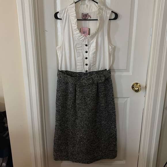 NWT Juicy Bubbly Boucle Ruffle Collar Belted Dress with mohair & alpaca size 10 - Picture 2 of 14